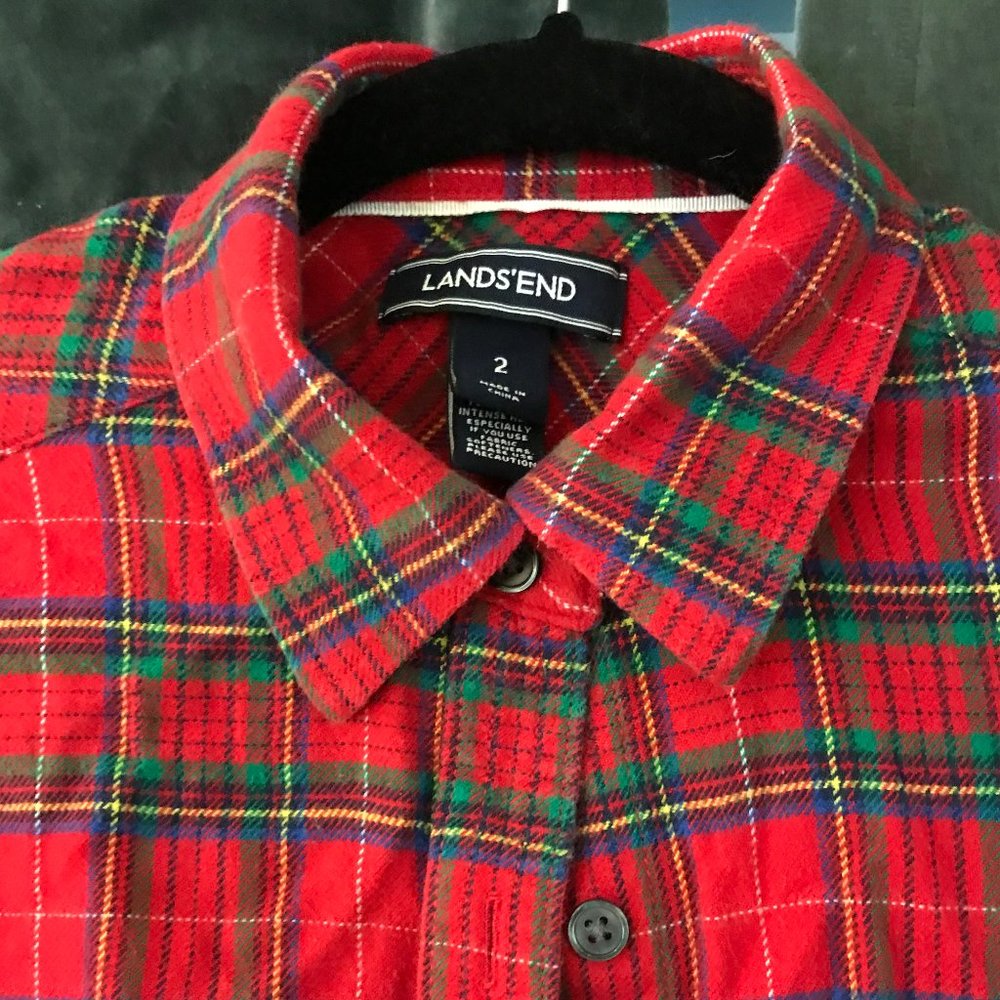 Lands End Women's Plaid Flannel  Shirt